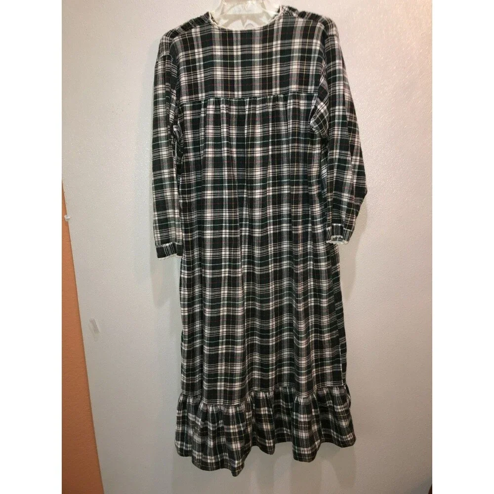 VTG Amanda Stewart Tartain Plaid Nightgown Large Sleepwear Flannel Grannycore L